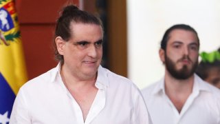 Alex Saab, who was facing U.S. bribery charges, looks on as he leaves the Miraflores Palace, after he was released by the U.S. government in a prisoner swap, in Caracas, Venezuela, December 20, 2023.