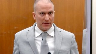 FILE – In this image taken from video, former Minneapolis police Officer Derek Chauvin addresses the court at the Hennepin County Courthouse, June 25, 2021, in Minneapolis. Chauvin, the former Minneapolis police officer convicted of murdering George Floyd, was stabbed by another inmate and seriously injured Friday, Nov. 24, 2023, at a federal prison in Arizona, a person familiar with the matter told The Associated Press.