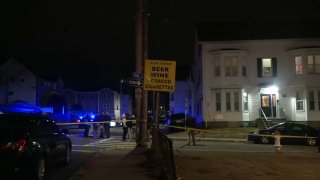 The scene on Bank Street in Fall River after a deadly shooting on Dec. 23, 2023.