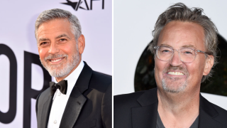 Split image of George Clooney (left) and Matthew Perry (right).