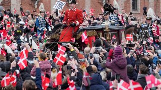 Denmark's Queen Margrethe II arrives at Christiansborg Palace in Copenhagen, Denmark, Sunday, Jan. 14, 2024. Queen Margrethe II became Denmark's first monarch to abdicate in nearly 900 years when she handed over the throne to her son, who was crowned King Frederik.