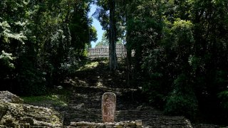 A view of the archaeological site Yaxchilan in Chiapas state