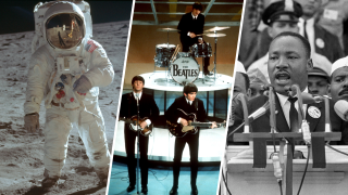 (L-R) The Moon Landing, The Beatles, and Martin Luther King Jr.