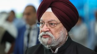 Hardeep Singh Puri, India’s minister of Petroleum and Natural Gas, at the ADIPEC conference in Abu Dhabi, United Arab Emirates, on Tuesday, Oct. 3, 2023.