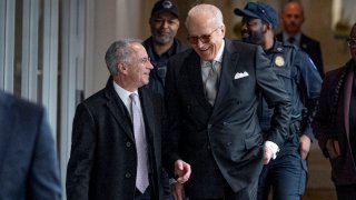 James Biden, brother of President Joe Biden, accompanied by Attorney Paul Fishman, left, arrives for a private interview with House Republicans at Thomas P. O’Neill House Office Building on Capitol Hill in Washington, Wednesday, Feb. 21, 2024.