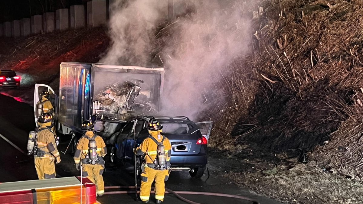 One taken to hospital after fiery crash on I-84 – NBC Connecticut