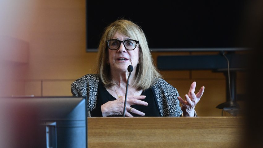 Elizabeth Loftus, a psychology professor specializing in memory at University of California Irvine, testifies for the defense on day 26 of Michelle Troconis’ criminal trial at Connecticut Superior Court in Stamford, Conn. Thursday, Feb. 22, 2024. Troconis is on trial for charges related to the disappearance and death of New Canaan resident Jennifer Dulos.