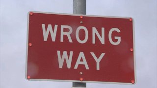 wrong-way sign