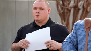 Former City of Pearl, Miss., police Officer Michael Christian Green walks out of the federal courthouse in Jackson, Miss., Thursday, March 14, 2024