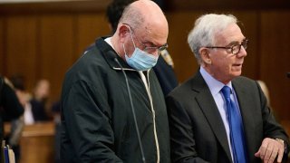 Former Trump Organization Finance Chief Allen Weisselberg stands in the courtroom during his sentencing hearing at Manhattan Criminal Court on April 10, 2024 in New York City. 