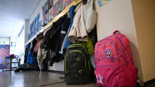 22 March 2024, Baden-Württemberg, Stuttgart: In an elementary school, school bags stand in a corridor in front of the classrooms. The Baden-Württemberg Education and Science Union (GEW) has commissioned a study to recalculate teacher requirements up to 2035 for the 2,400 or so elementary school in Baden-Württemberg. Photo: Bernd Weißbrod/dpa (Photo by Bernd Weißbrod/picture alliance via Getty Images)