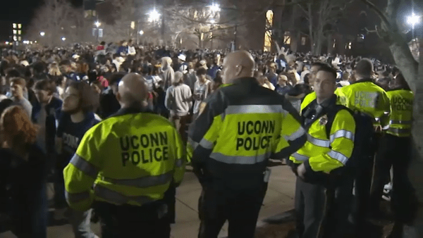 Thousands of UConn students celebrate NCAA victory outside of Gampel ...