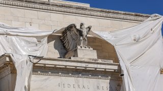 The Marriner S. Eccles Federal Reserve building during a renovation in Washington, DC, US, on Tuesday, Oct. 24, 2023.