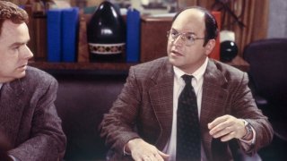 “The Maid” Episode 19 — Pictured: (l-r) Chip Chinery as Co-Worker #1, Jason Alexander as George Costanza.