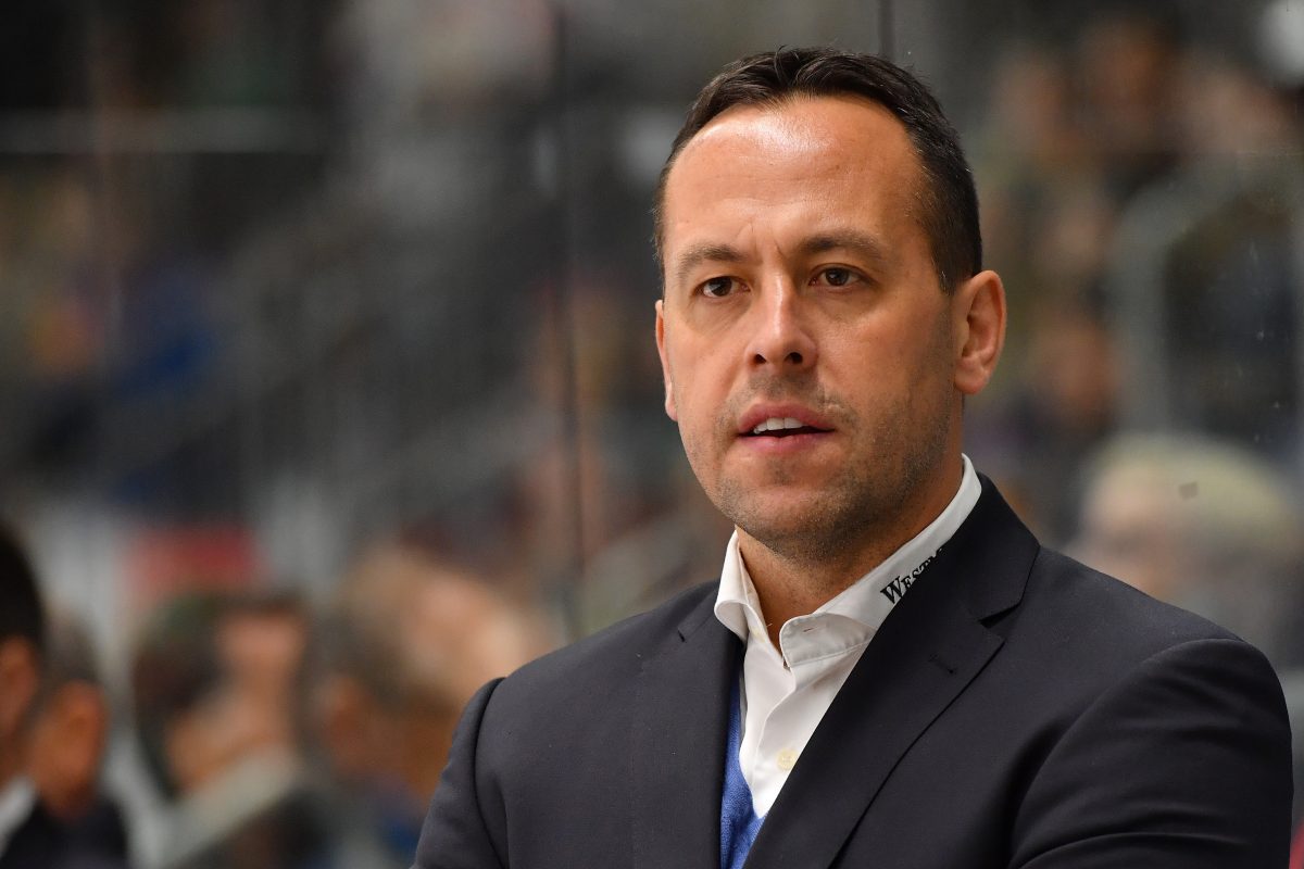 AUGSBURG, GERMANY – NOVEMBER 12: Head coach Marco Sturm of Germany watches from the sidelines during the Deutschland Cup 2017 match between Germany and USA at Curt-Frenzel-Stadion on November 12, 2017 in Augsburg, Germany. (Photo by Sebastian Widmann/Bongarts/Getty Images)