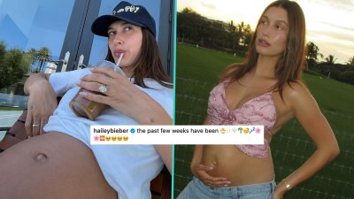 Hailey Bieber shares new baby bump photos