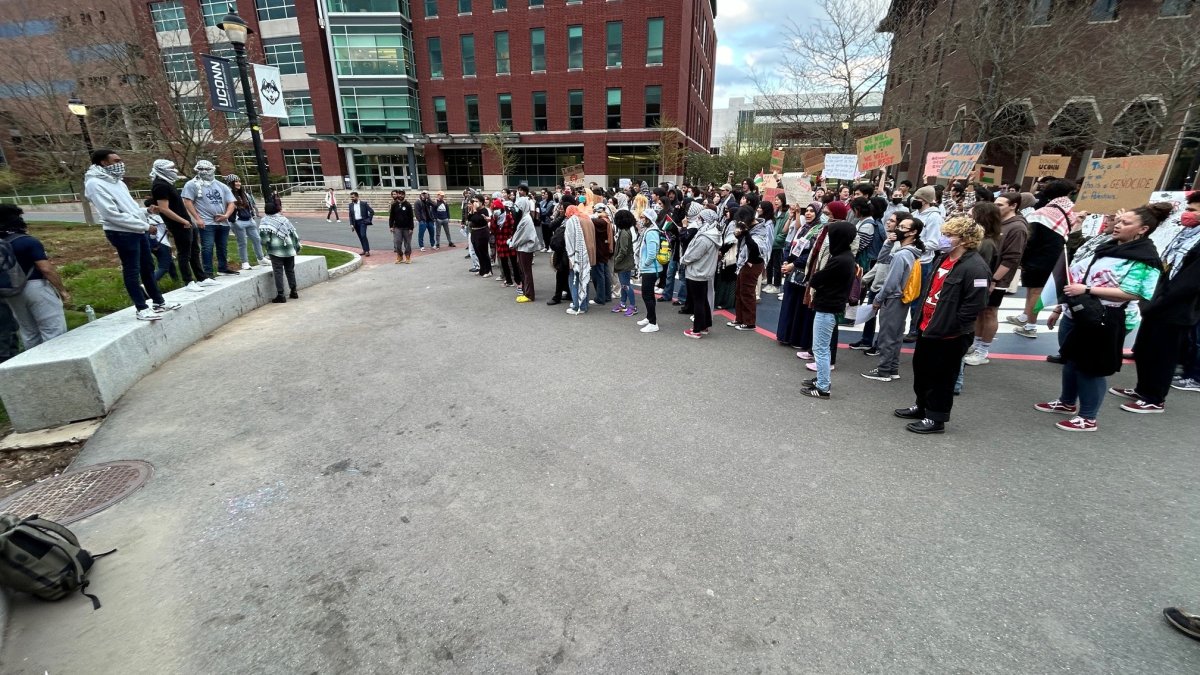 Pro-Palestinian protesters rally following arrests at UConn