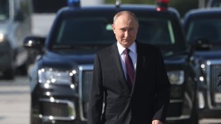 Russian President Vladimir Putin is seen while visiting the Lakhta Center on June 5, 2024, in Saint Petersburg, Russia. Vladimir Putin visited a newly built Lakhta Center, a skyscraper of Gazprom, prior to his meetings at the Saint Petersburg International Economic Forum SPIEF 2024.