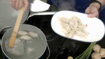 Making dumplings with Gov. Lamont and AG Tong