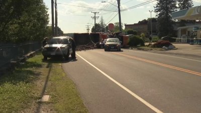 Dump truck crash closes busy road in Willimantic