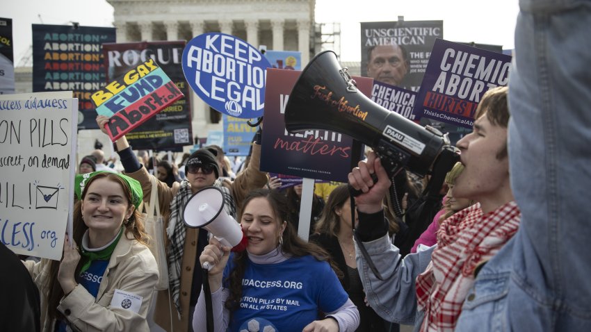 Protest against broad access to abortion pill outside U.S. Supreme Court