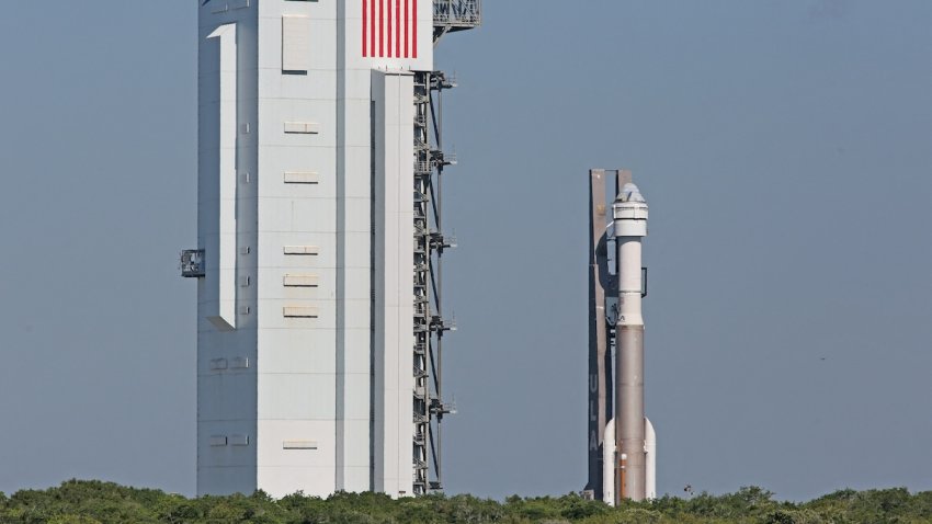 The United Launch Alliance (ULA) Atlas V rocket with Boeing’s CST-100 Starliner spacecraft aboard is rolled out of the Vertical Integration Facility to the launch pad at Space Launch Complex 41 on May 30, 2024 ahead of NASA’s Boeing crew flight test, at Cape Canaveral Space Force Station in Florida. After years of delays, Boeing’s Starliner spaceship is finally set to ferry astronauts to the International Space Station on June 1, 2024, marking a crucial step for both the US aerospace giant and NASA’s commercial outsourcing strategy.