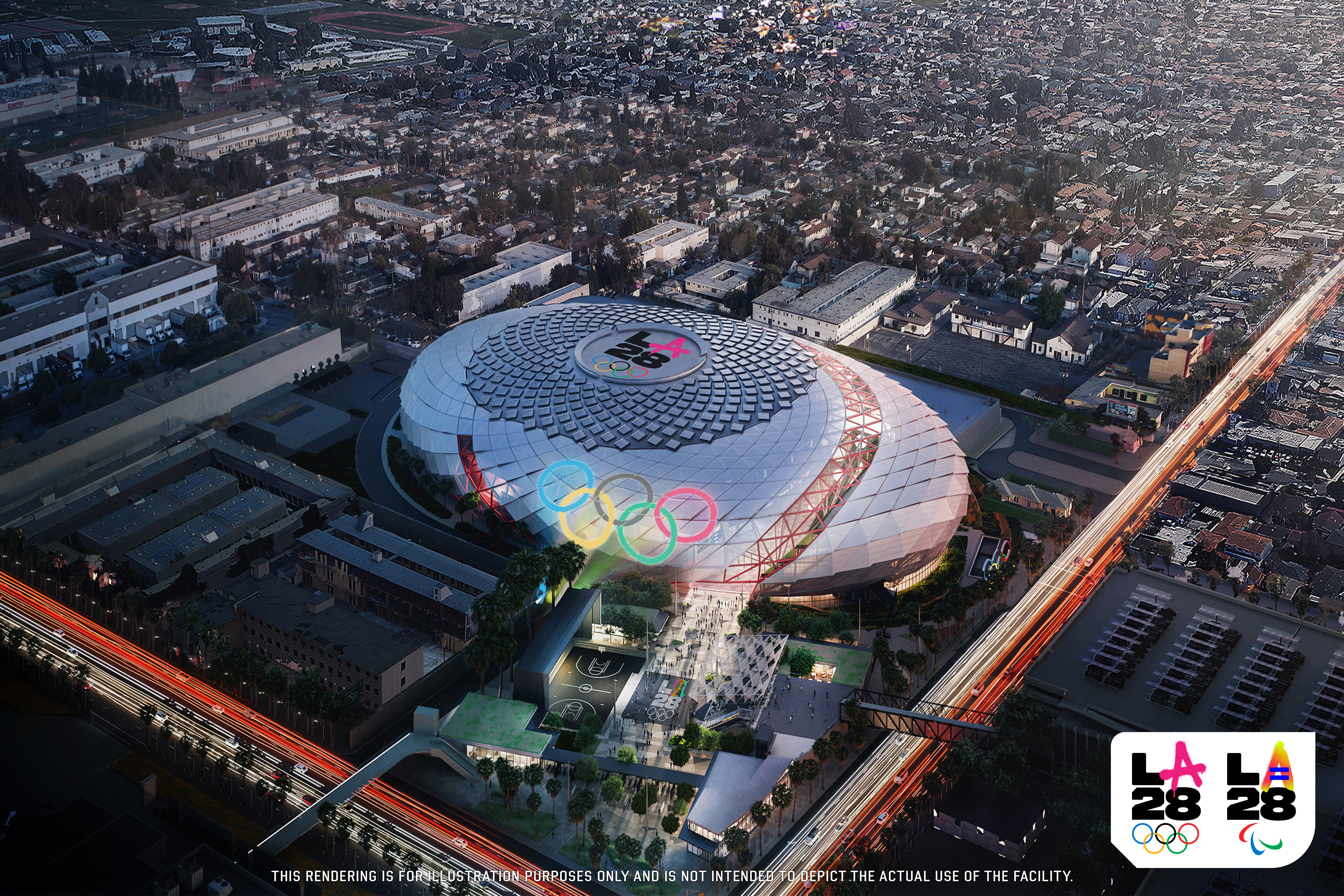 A rendering of the Intuit Dome venue planned for the 2028 Los Angeles Olympics.