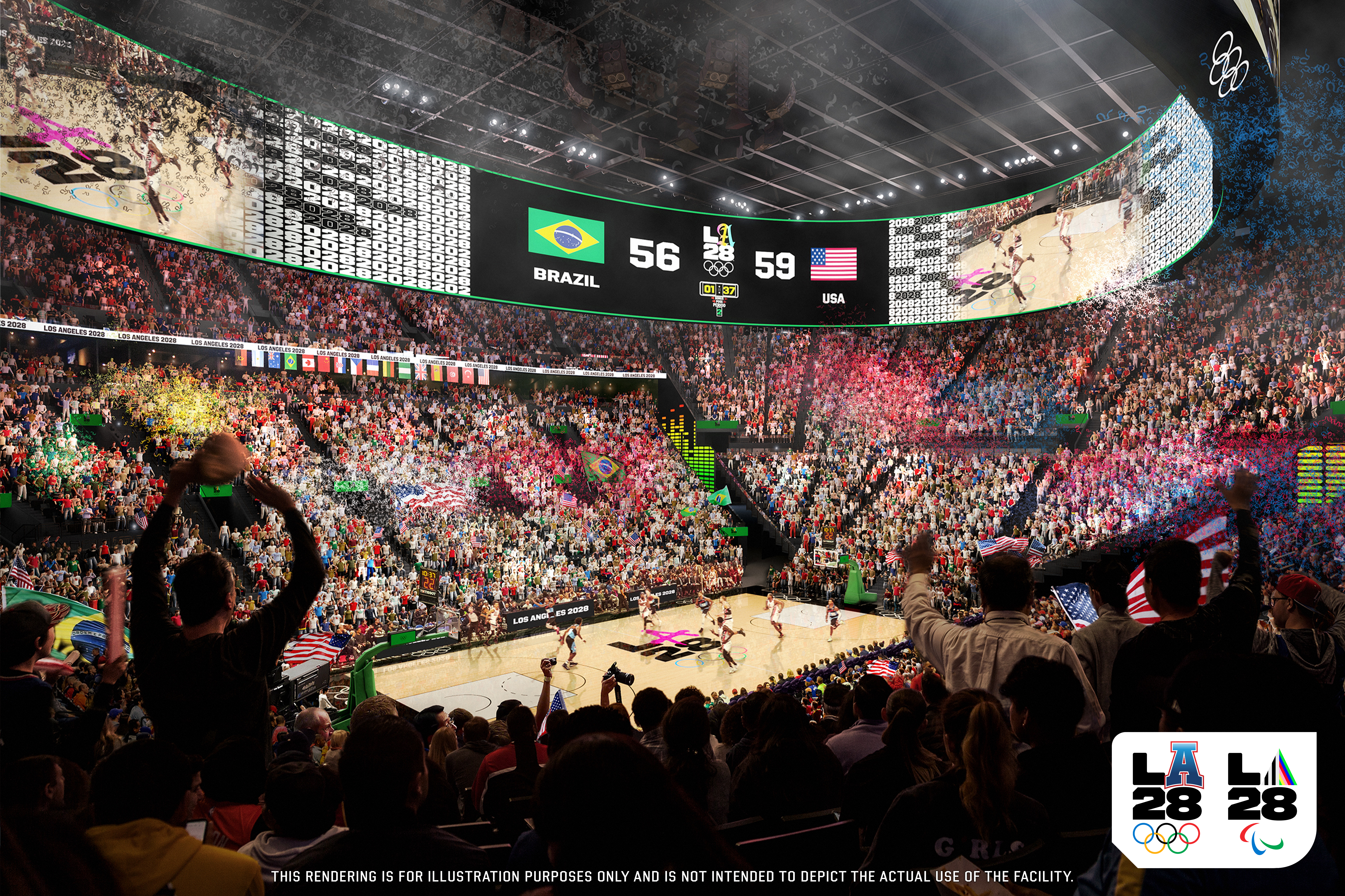 A rendering of the Intuit Dome venue planned for the 2028 Los Angeles Olympics.