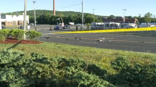 Police tape up on Route 72 in Bristol