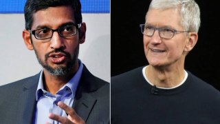 Sundar Pichai and Tim Cook