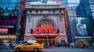 The AMC 25 Theatres in Times Square in New York is seen on Tuesday, July 8, 2014.