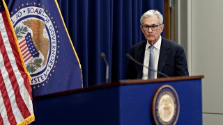 Jerome Powell, chairman of the US Federal Reserve, arrives to a news conference following a Federal Open Market Committee (FOMC) meeting in Washington, DC, US, on Wednesday, March 22, 2023.