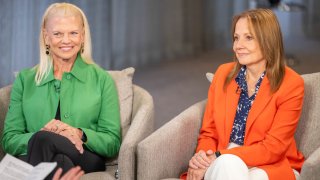 General Motors CEO Mary Barra and former IBM CEO Ginni Rometty at the inaugural CNBC Councils: Leaders’ Library event in New York City.