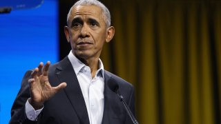 Former U.S. President Barack Obama speaks at a Democracy Forum event held by the Obama Foundation at the Javits Center on November 17, 2022 in New York City.