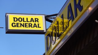 A sign hangs above a Dollar General store in Chicago on Aug. 31, 2023.