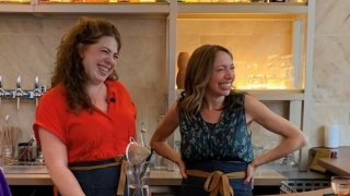 Allison Kave (left) and Jennifer Crain, co-founders of Parisian cocktail bar Abricot