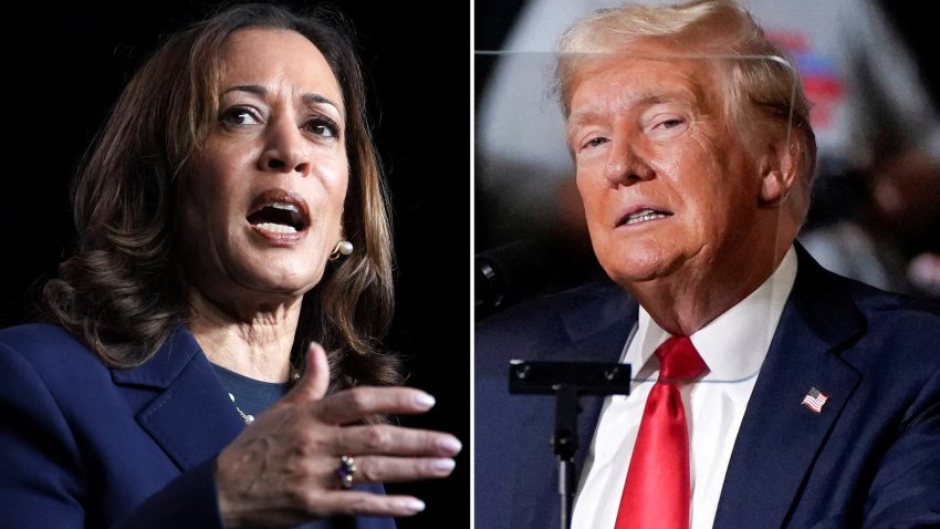 U.S. Vice President Kamala Harris (L) and Former President Donald Trump