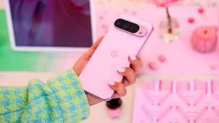 Katarina Mogus takes a photo with a new Pixel phone during the Made By Google event at Google’s Bay View campus in Mountain View, California, on August 13, 2024. Google announced new Pixel phones, watches and AI technology. 