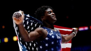 Bronze medalist Frederick Richard of the U.S. Artistic Gymnastics Men’s Team.