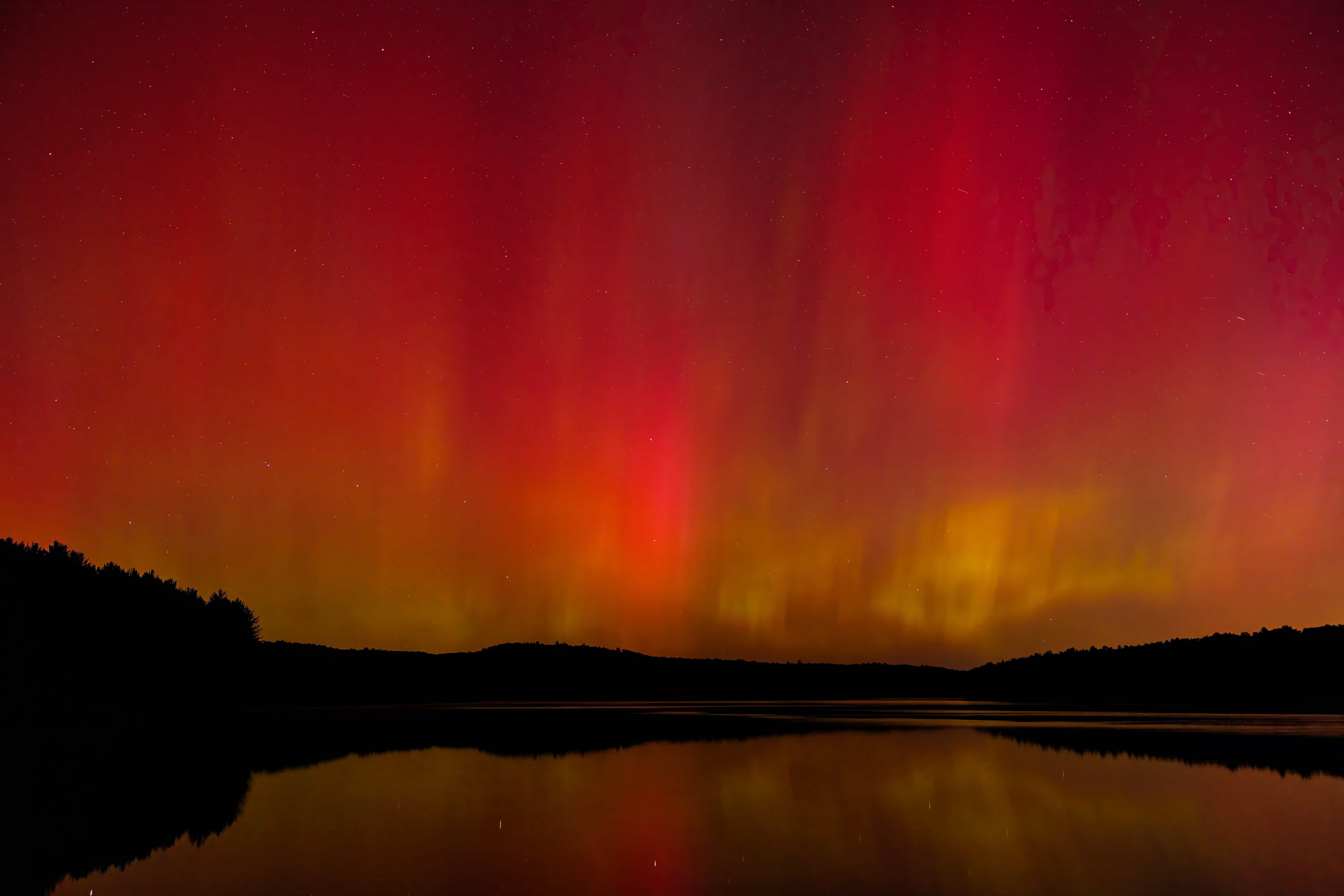 The meteor shower was underwhelming, but the aurora was spectacular. Taken at Old Marsh Pond, near the Bristol/Plymouth border on 8/12/24 between 2 a.m. and 3 a.m.