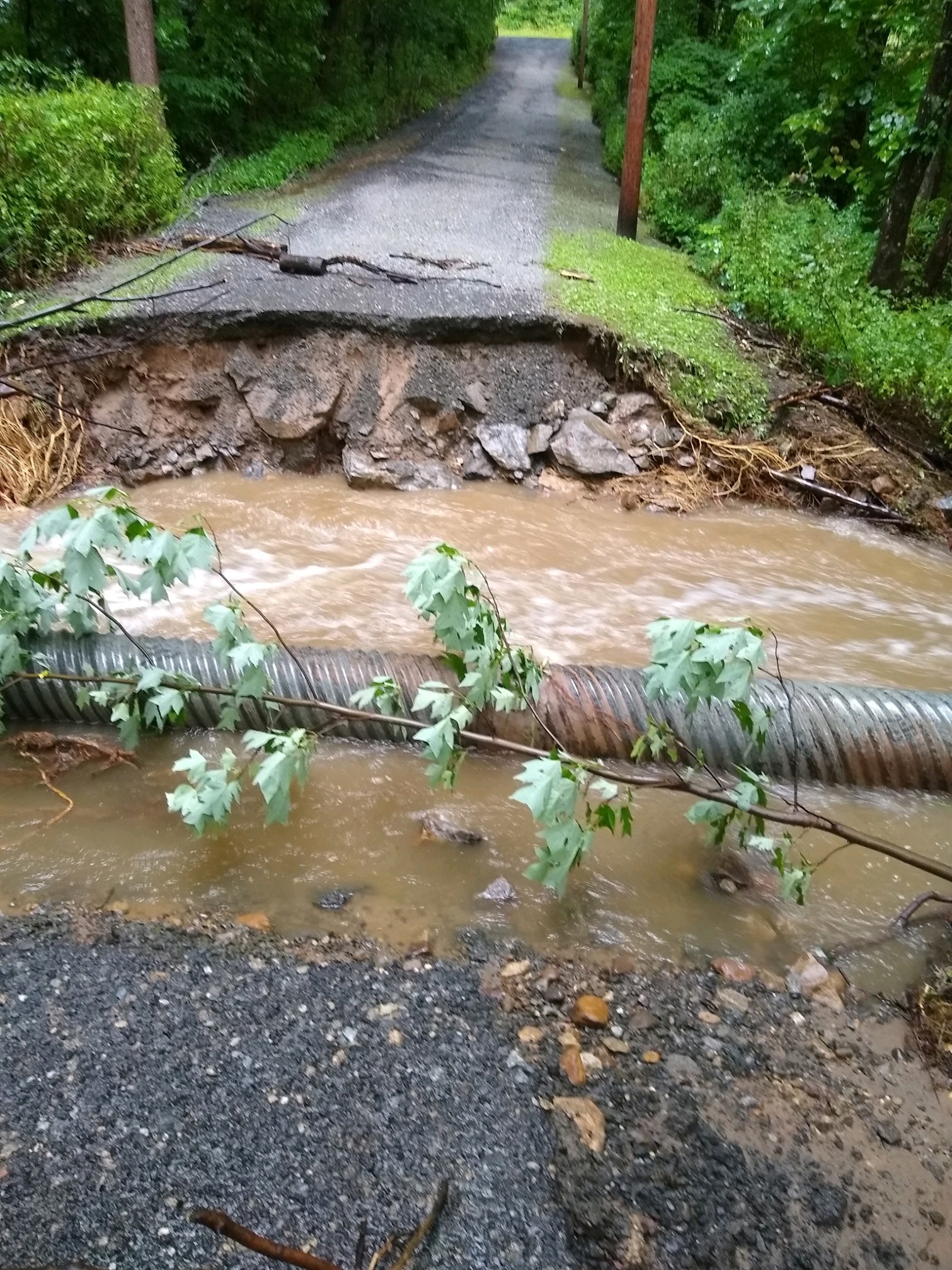 Southbury culvert washed away our driveway from today’s rain.