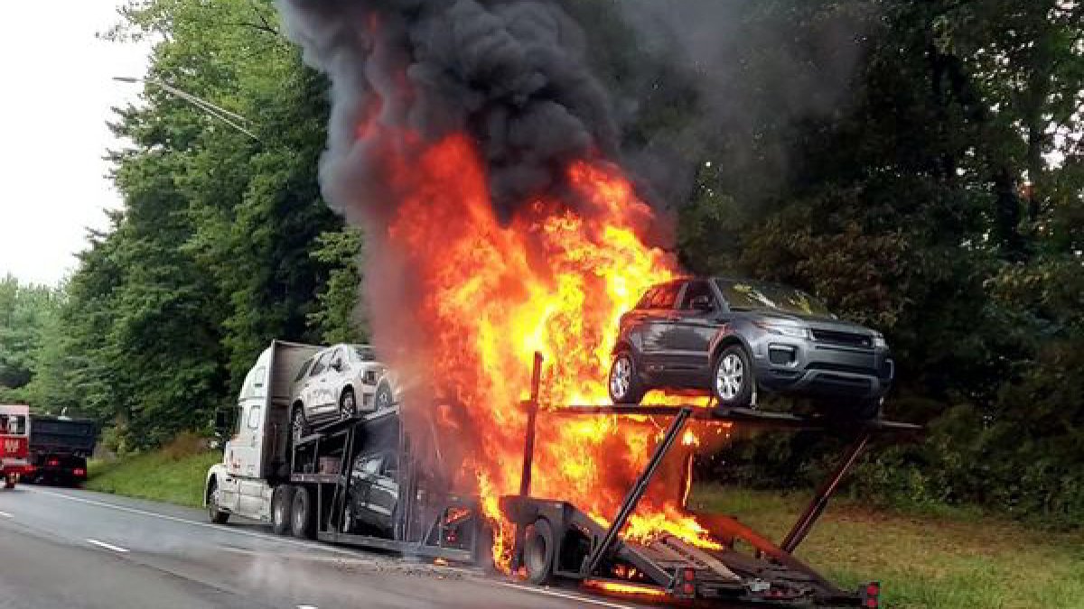 Car carrier catches fire on Route 15 in Wethersfield – NBC Connecticut