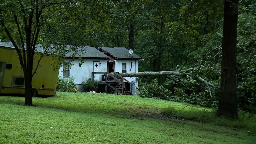 A tree fallen on a home