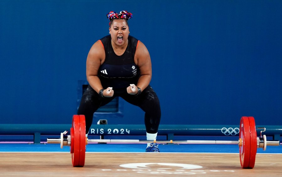 Great Britain's Emily Campbell during the Women's Weightlifting +81kg at South Paris Arena on the sixteenth day of the 2024 Paris Olympic Games in France, August 11, 2024