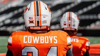 Oklahoma State QR code helmets