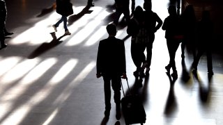 Commuters travel during the morning rush hour at Grand Central Station in New York.