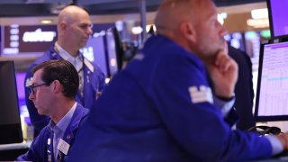 Traders work on the floor of the New York Stock Exchange during afternoon trading on September 05, 2024 in New York City.