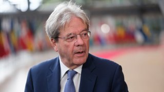 EU Commissioner for Economy Paolo Gentiloni ahead of the start of an EU EcoFin Ministers Council in the Europa building on July 16, 2024 in Brussels, Belgium. 