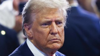 Republican presidential nominee and former U.S. President Donald Trump reacts in the spin room, on the day of his debate with Democratic presidential nominee and U.S. Vice President Kamala Harris, in Philadelphia on Sept. 10, 2024.