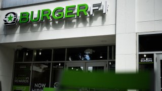 A BurgerFi location is seen on August 20, 2024 in Arlington, Virginia. 